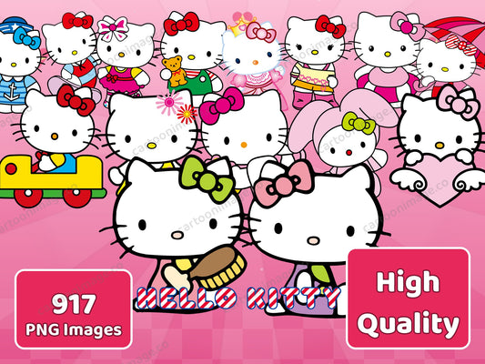 Hello Kitty Clipart PNG JPG Digital Files Download
