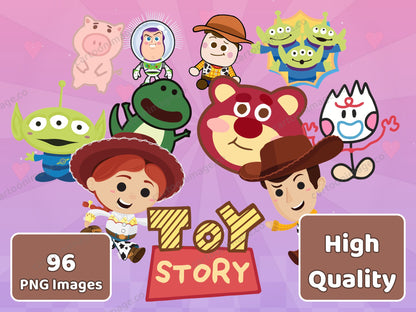 Toy Story Cute Woody and Friends Clipart PNG JPG Digital Files Download