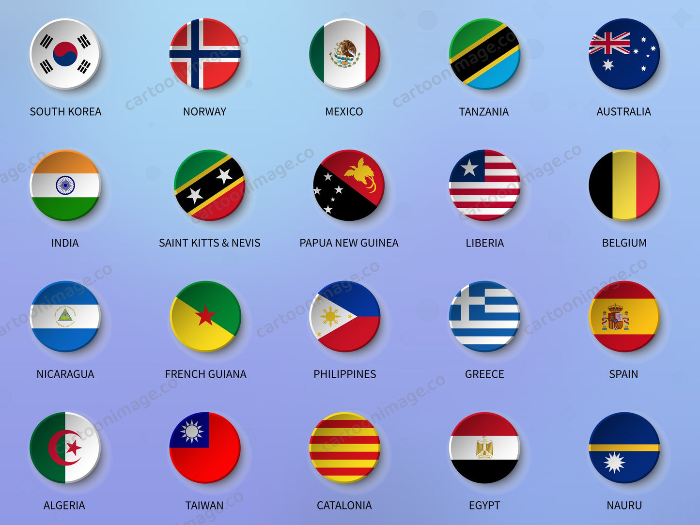 Country Flag Icons Clipart PNG JPG Digital Files Download