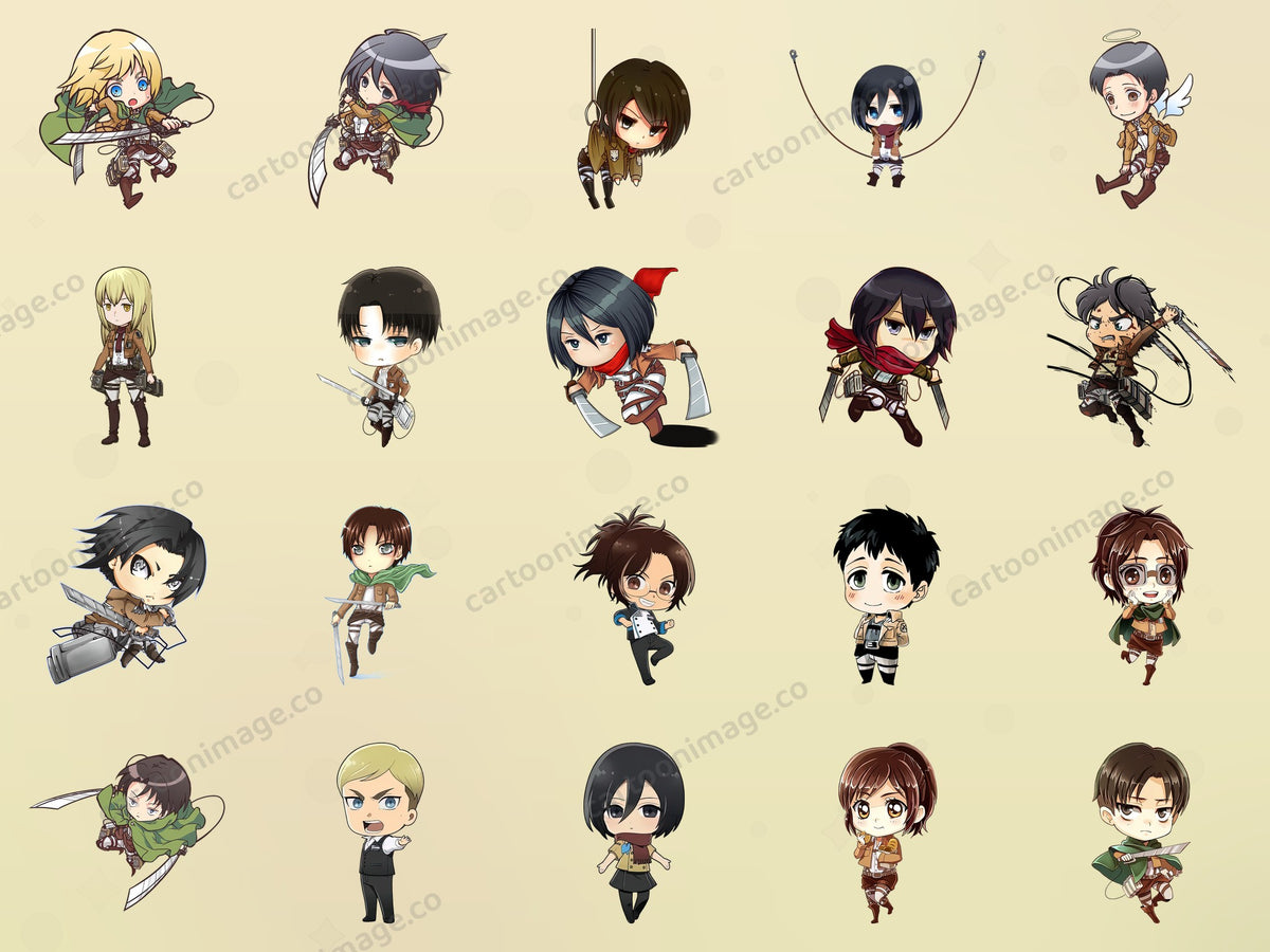 Cute Attack on Titan Clipart PNG JPG Digital Files Download