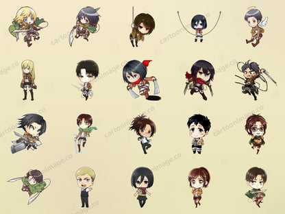 Cute Attack on Titan Clipart PNG JPG Digital Files Download
