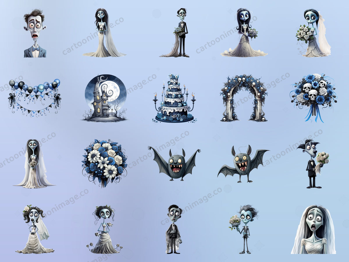 Corpse Bride Clipart PNG JPG Digital Files Download