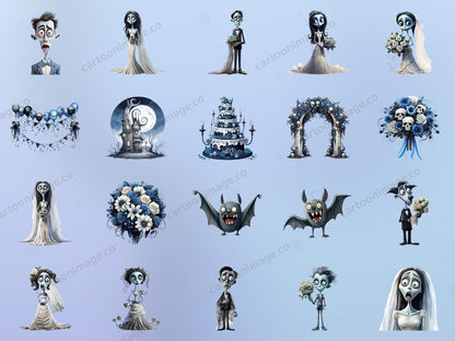Corpse Bride Clipart PNG JPG Digital Files Download