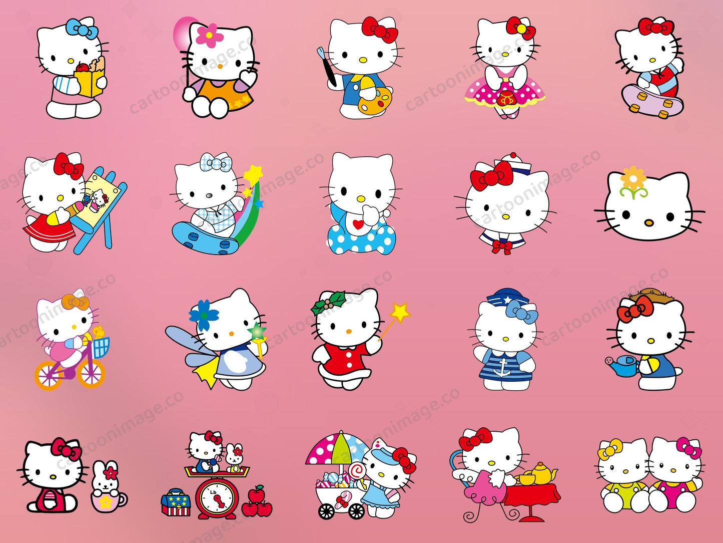 Hello Kitty Clipart PNG JPG Digital Files Download