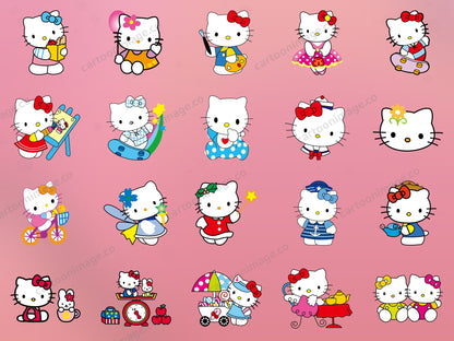 Hello Kitty Clipart PNG JPG Digital Files Download