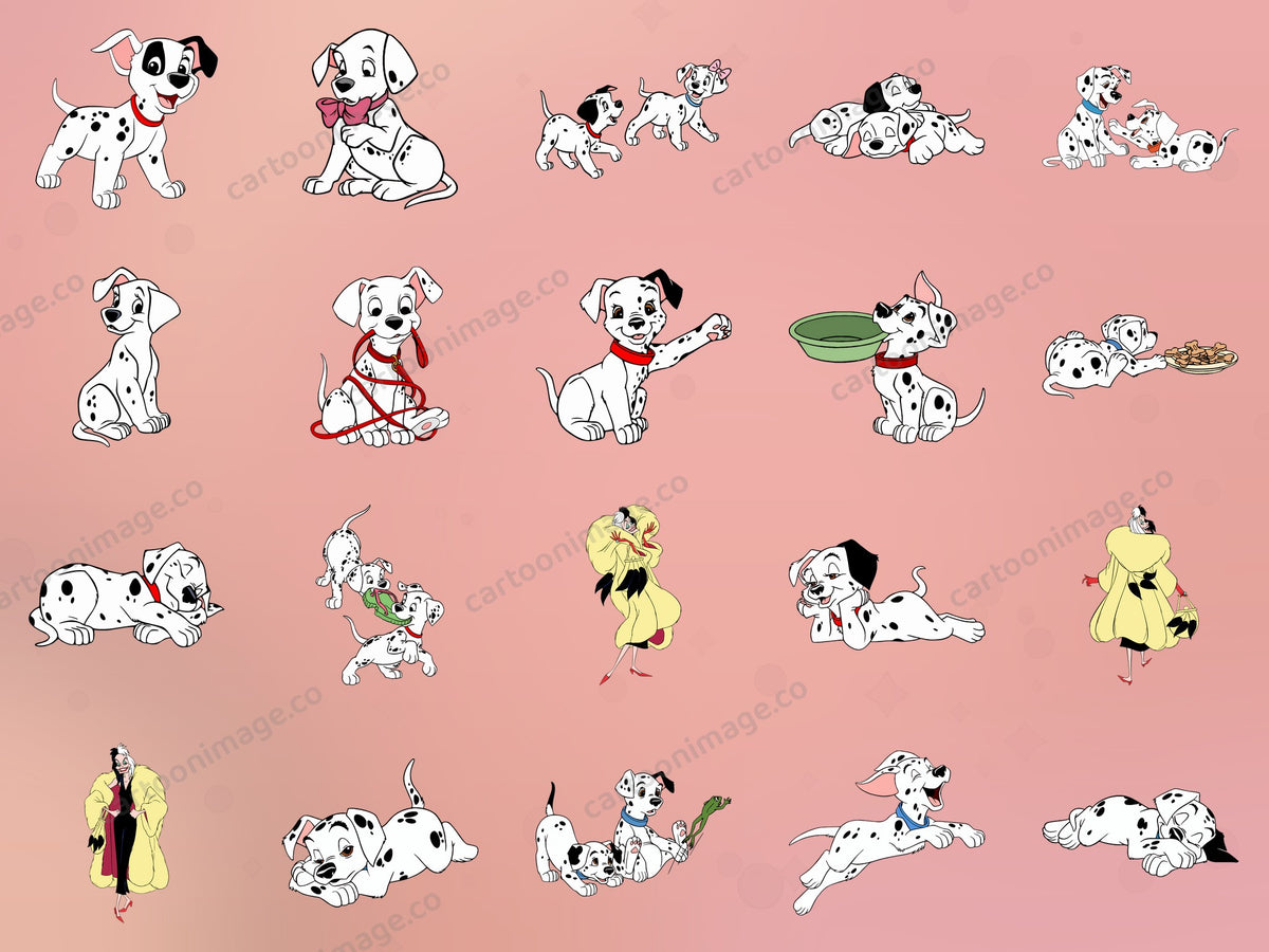 101 Dalmatians Clipart PNG JPG Digital Files Download