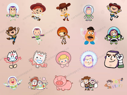 Toy Story Cute Woody and Friends Clipart PNG JPG Digital Files Download