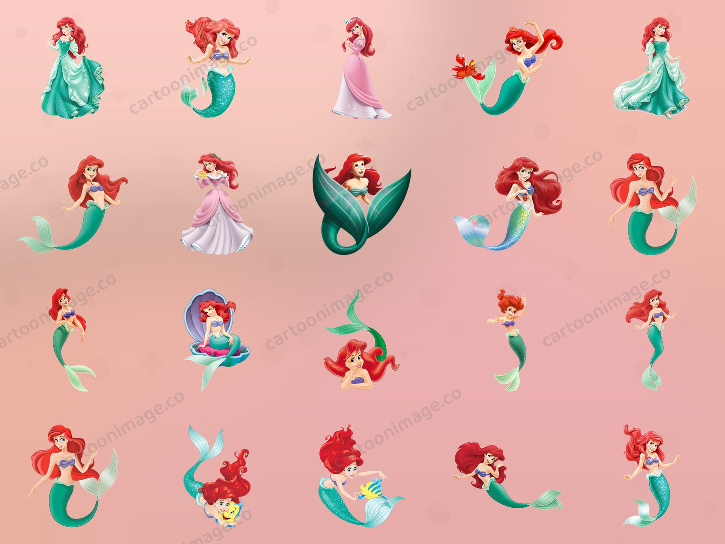 Little Mermaid Clipart PNG JPG Digital Files Download