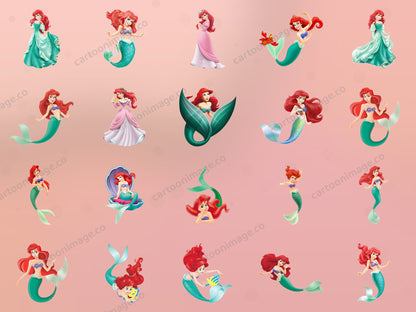 Little Mermaid Clipart PNG JPG Digital Files Download