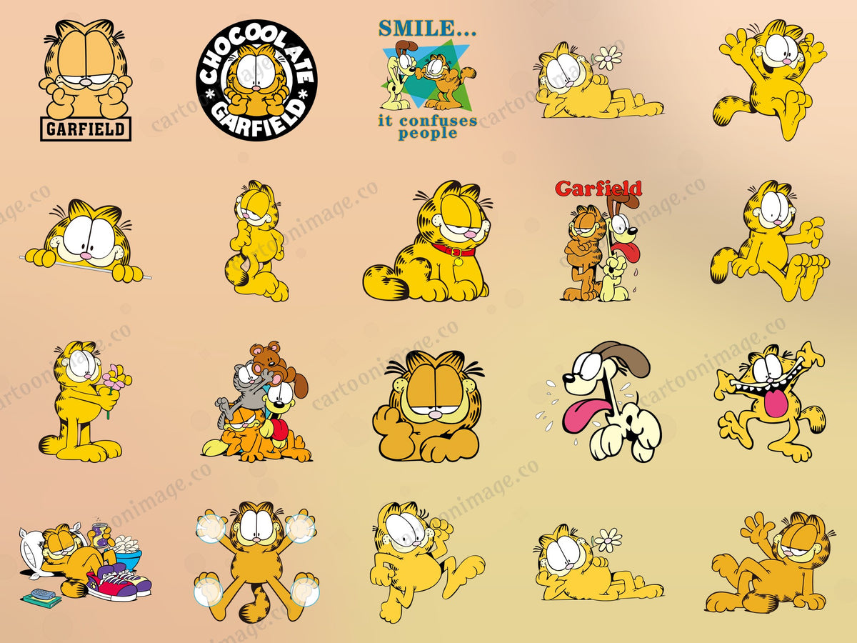 Garfield Lazy Cat Clipart PNG JPG Digital Files Download