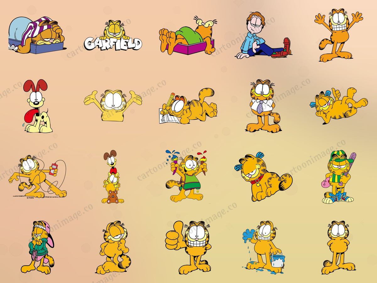 Garfield Lazy Cat Clipart PNG JPG Digital Files Download