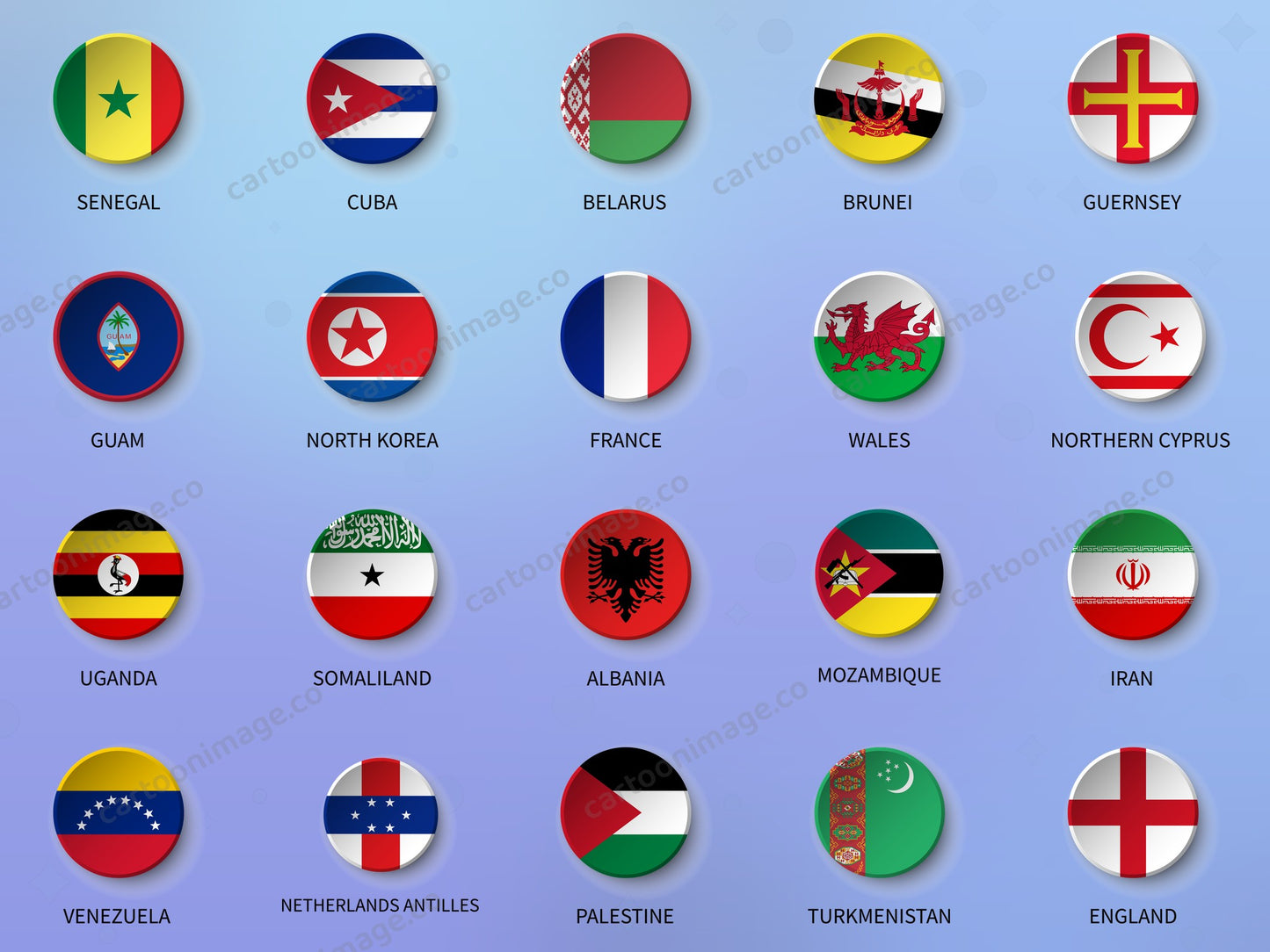 Country Flag Icons Clipart PNG JPG Digital Files Download