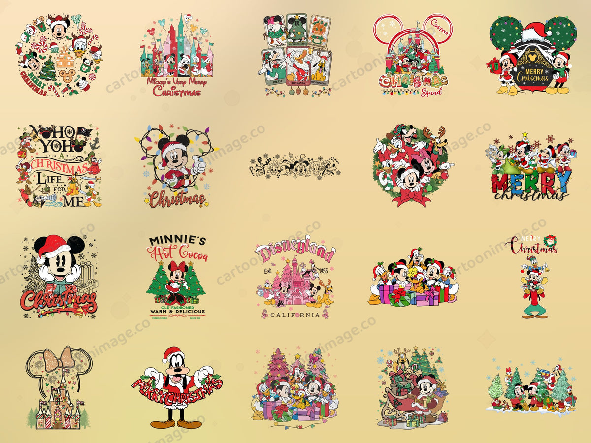 Christmas Mickey Mouse & Friends Clipart PNG JPG Digital Files Download