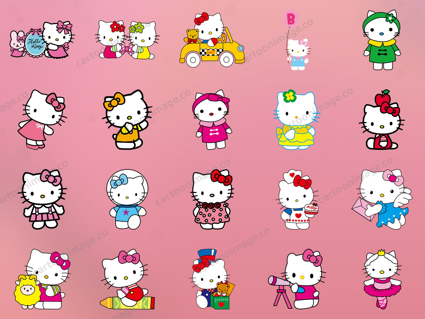Hello Kitty Clipart PNG JPG Digital Files Download