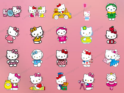 Hello Kitty Clipart PNG JPG Digital Files Download