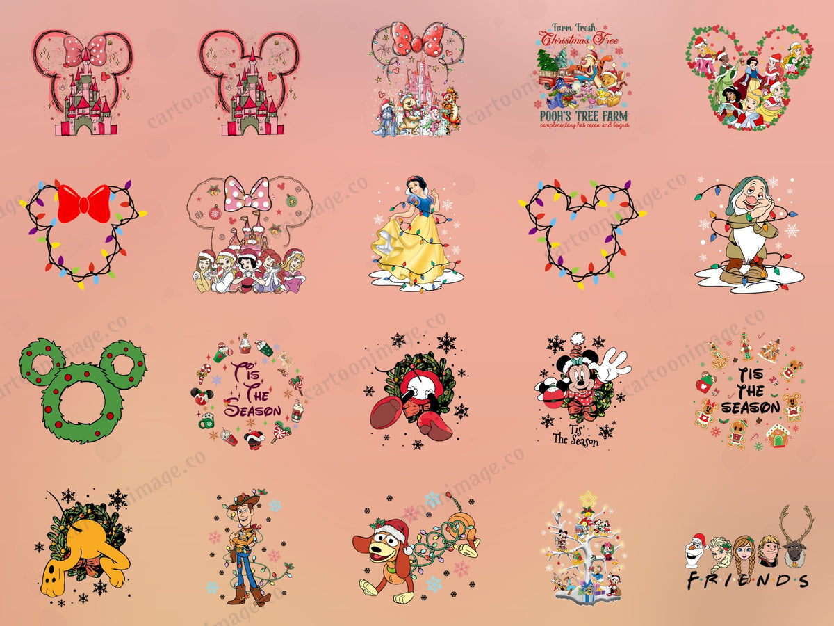 Disney Christmas Clipart PNG JPG Digital Files Download