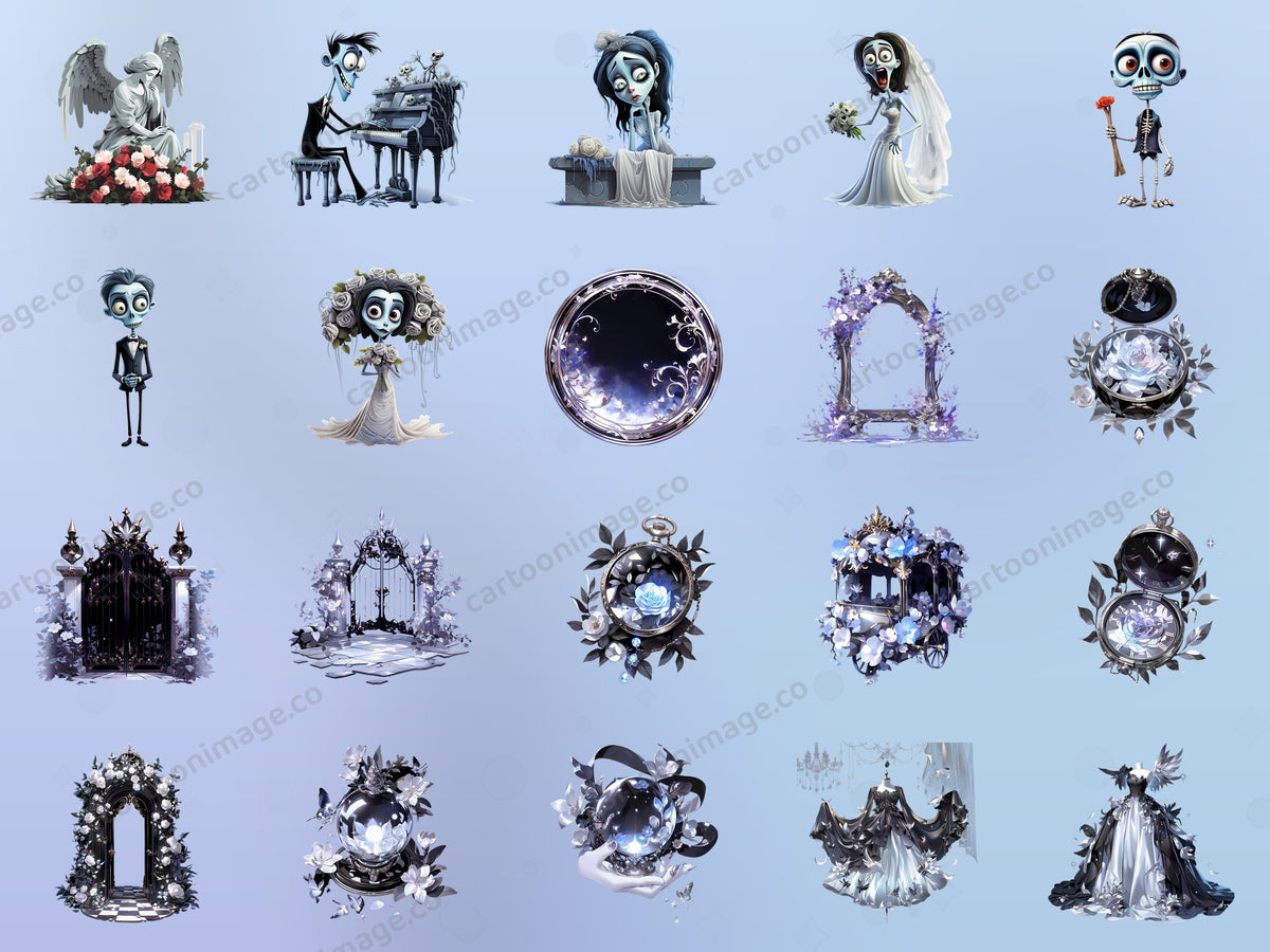 Corpse Bride Clipart PNG JPG Digital Files Download
