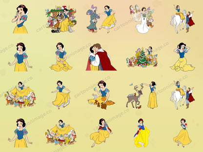 Snow White Seven Dwarfs Clipart PNG JPG Digital Files Download