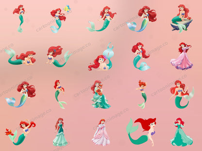 Little Mermaid Clipart PNG JPG Digital Files Download