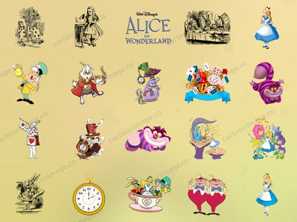Alice in Wonderland Clipart PNG JPG Digital Files Download