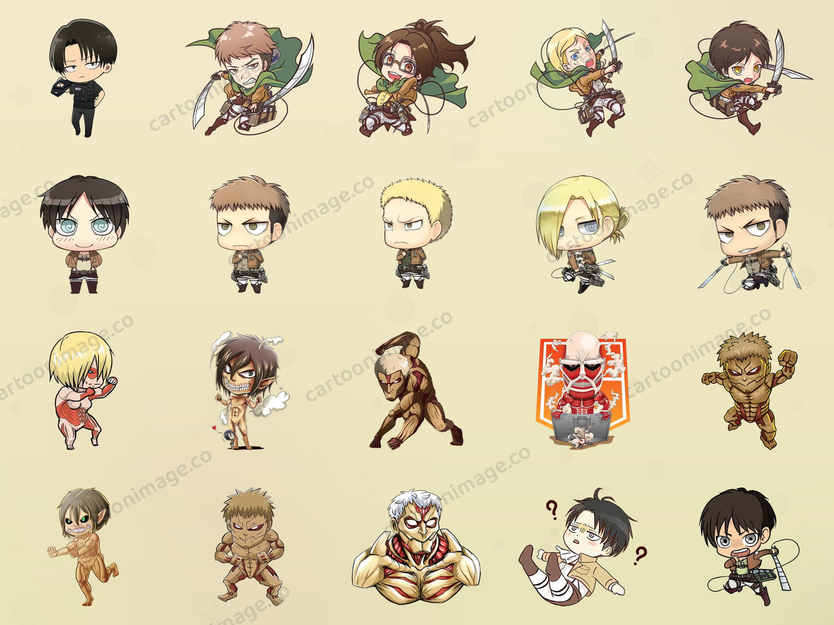 Cute Attack on Titan Clipart PNG JPG Digital Files Download
