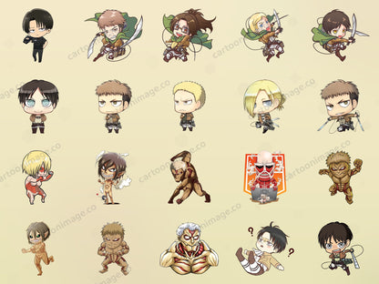 Cute Attack on Titan Clipart PNG JPG Digital Files Download