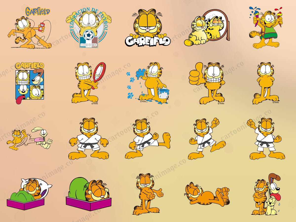 Garfield Lazy Cat Clipart PNG JPG Digital Files Download