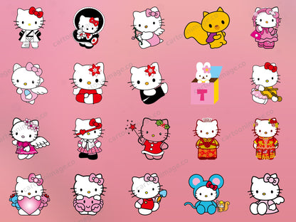 Hello Kitty Clipart PNG JPG Digital Files Download