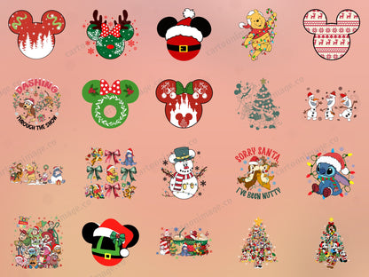 Disney Christmas Clipart PNG JPG Digital Files Download