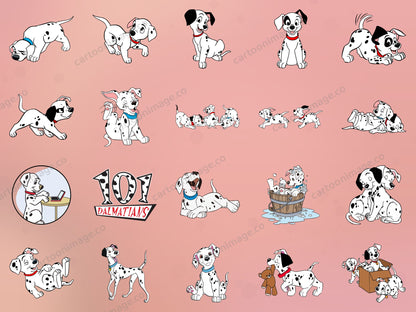 101 Dalmatians Clipart PNG JPG Digital Files Download