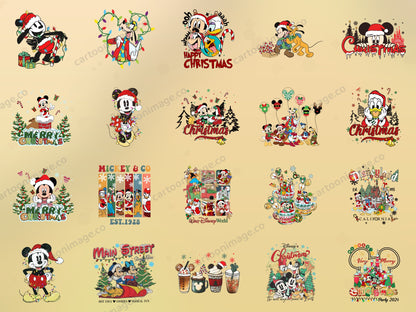 Christmas Mickey Mouse & Friends Clipart PNG JPG Digital Files Download