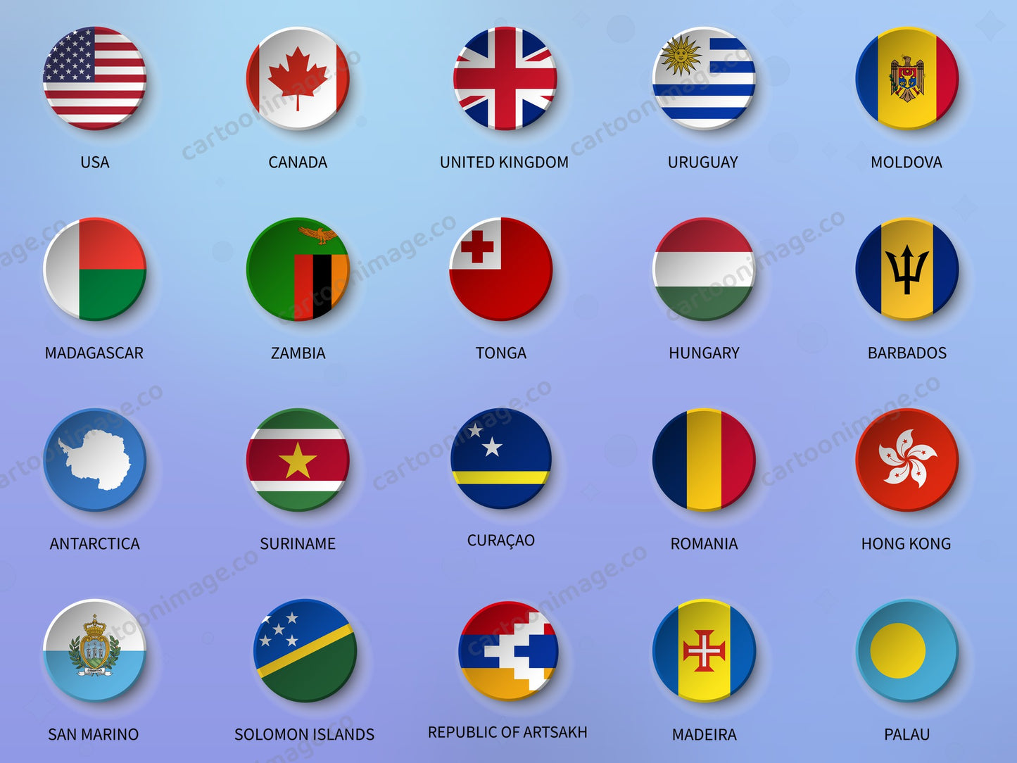 Country Flag Icons Clipart PNG JPG Digital Files Download