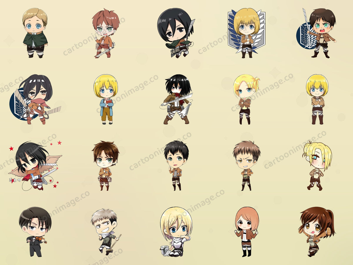 Cute Attack on Titan Clipart PNG JPG Digital Files Download