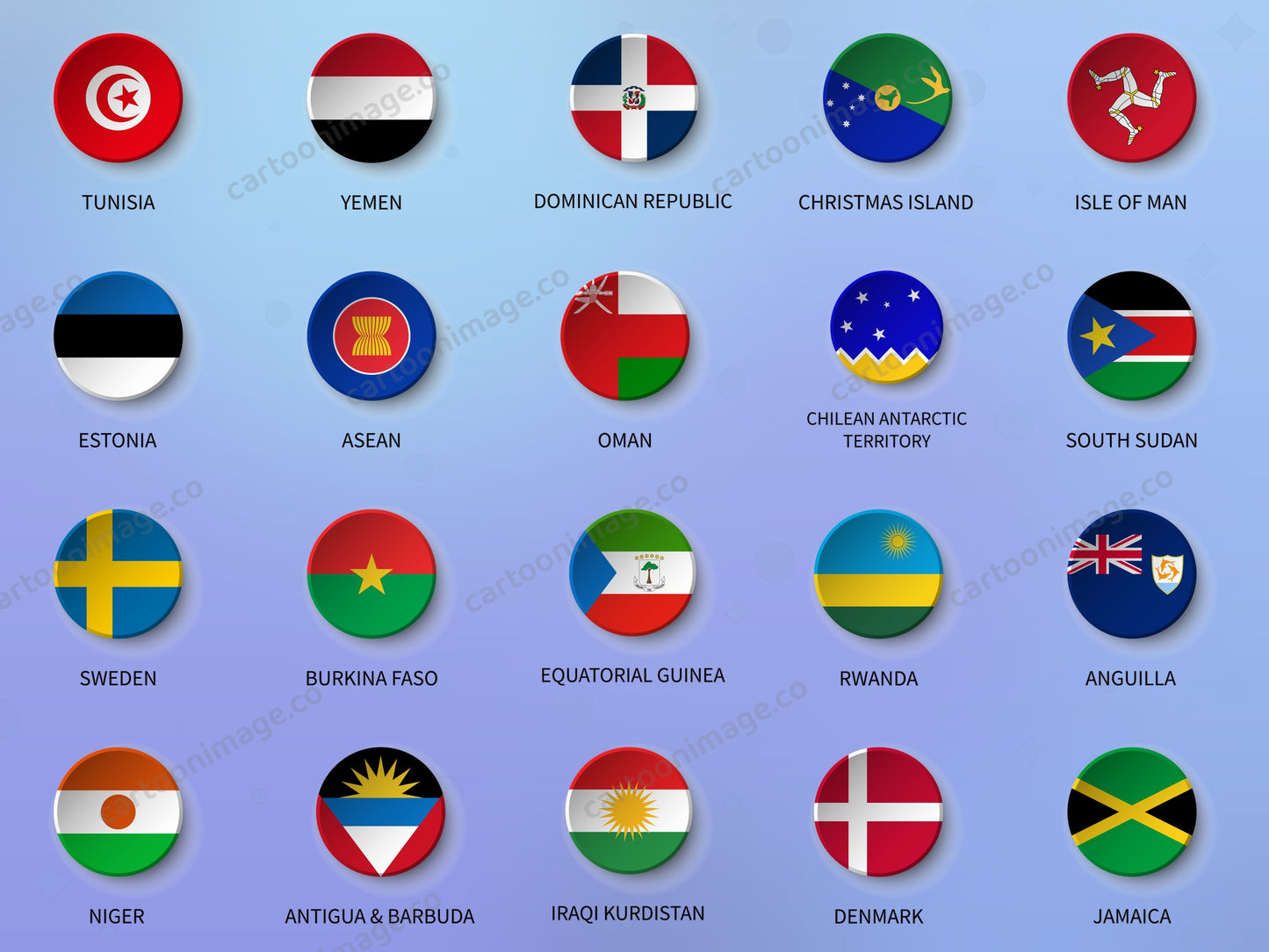 Country Flag Icons Clipart PNG JPG Digital Files Download