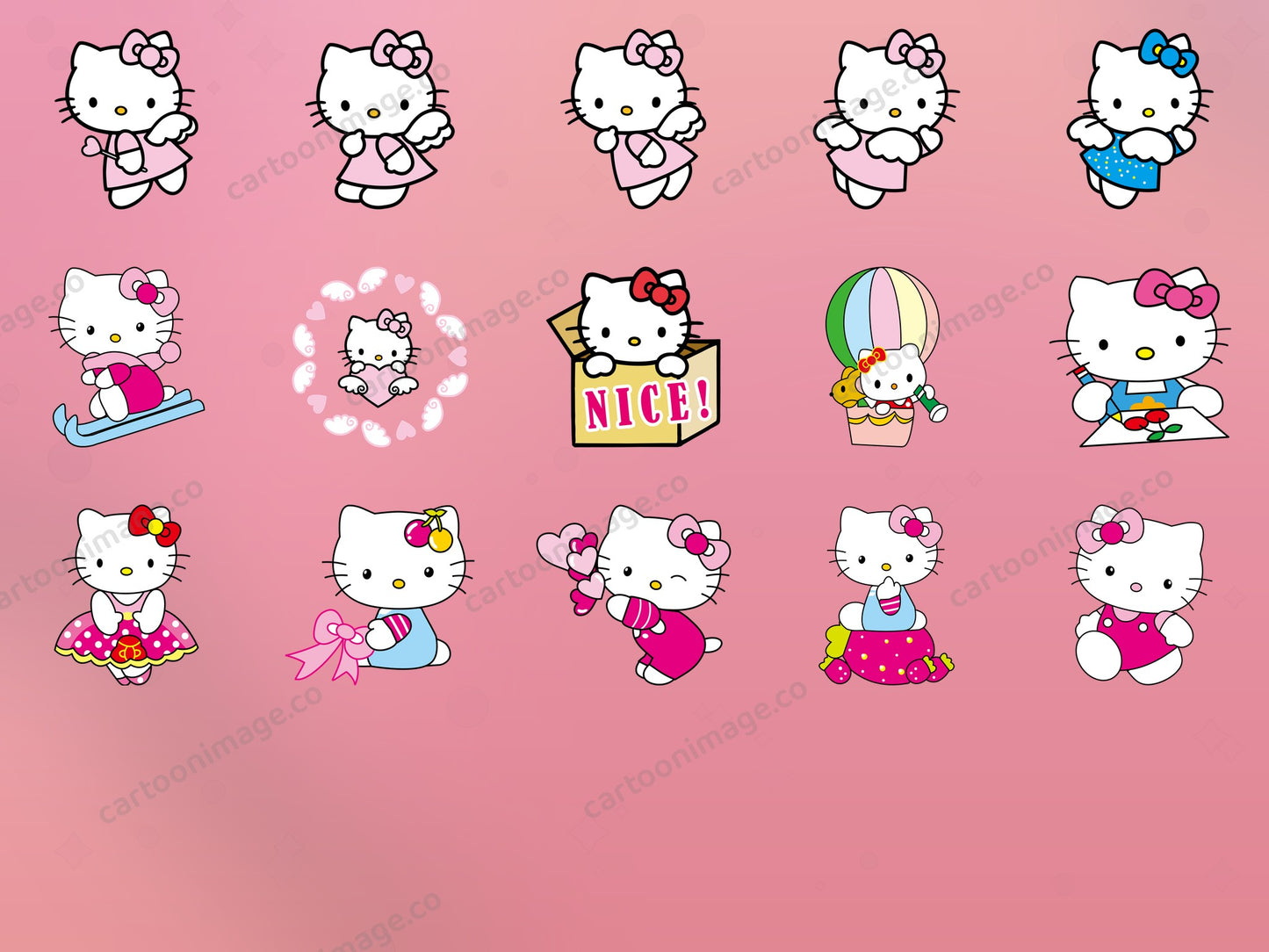Hello Kitty Clipart PNG JPG Digital Files Download