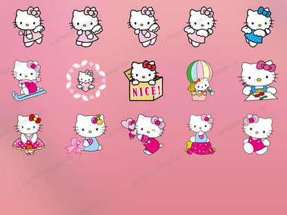 Hello Kitty Clipart PNG JPG Digital Files Download