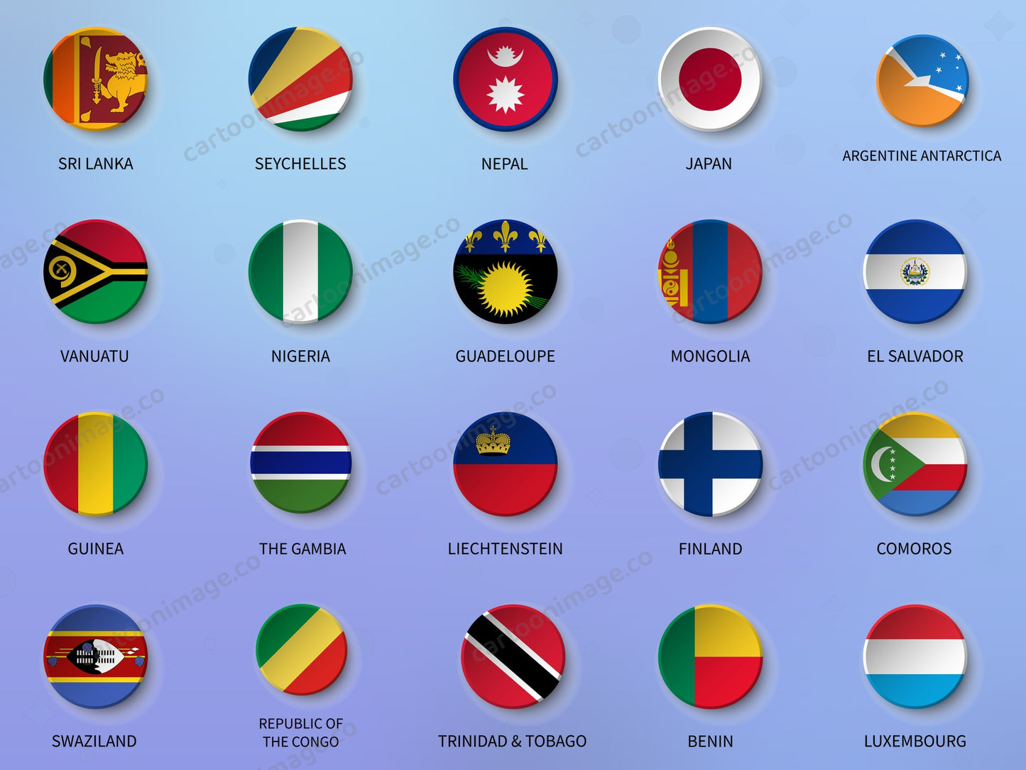 Country Flag Icons Clipart PNG JPG Digital Files Download