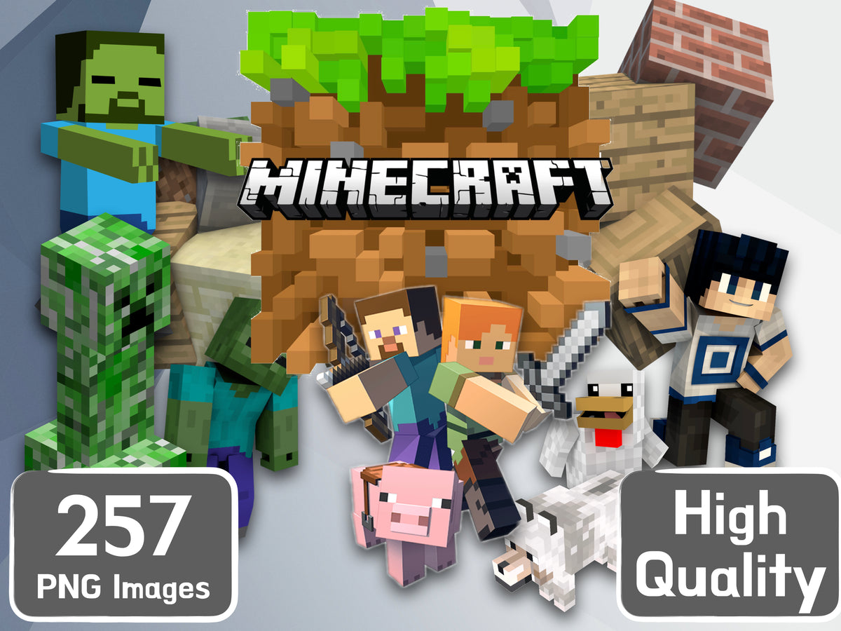 Minecraft Clipart PNG JPG Digital Files Download – Cartoon Image