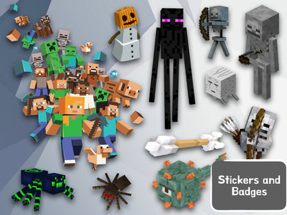 Minecraft Clipart PNG JPG SVG Digital Files Download